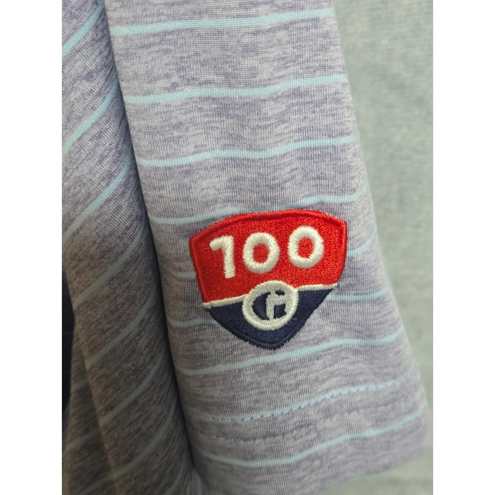 Johnnie-O Men XXL Purple Striped NFL 100 Anniversary Patch Golf Polo Shirt‎ - Picture 3 of 7